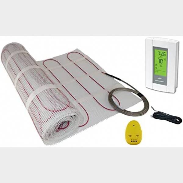 20 Sqft Mat, Electric Radiant Floor Heat Heating System with Aube Digital Floor Sensing Thermostat, Includes Installation Monitor and Floor Temperature Sensor