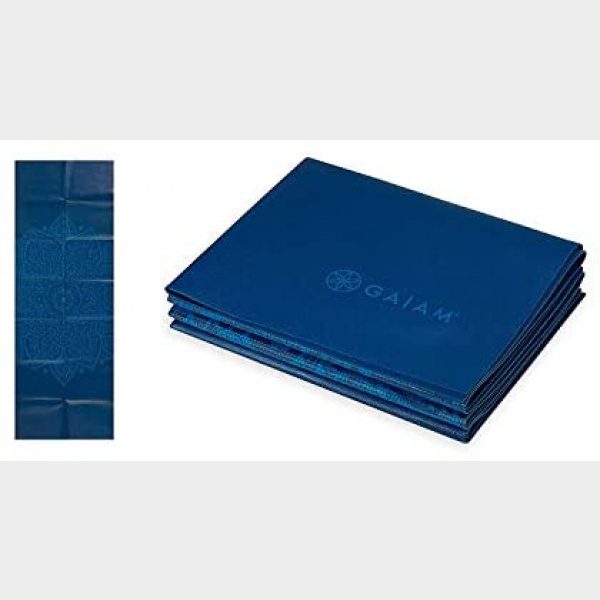 Gaiam Yoga Mat - Folding Travel Fitness & Exercise Mat - Foldable Yoga Mat for All Types of Yoga, Pilates & Floor Workouts (68"L x 24"W x 2mm Thick)