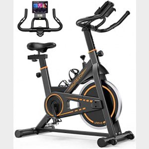 Indoor Cycling Bike Stationary,UREVO Exercise Bike for Home Gym Cardio Bike Fitness Training Bike with Comfortable Seat Cushion,Slient Belt Drive Floor Mat