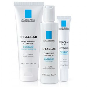 La Roche-Posay Effaclar Dermatological 3 Step Acne Treatment System, Salicylic Acid Acne Cleanser, Pore Refining Toner, and Benzoyl Peroxide Acne Spot Treatment for Sensitive Skin, 2-Month Supply