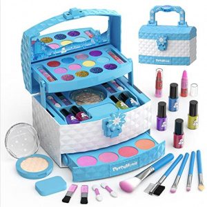 PERRYHOME Kids Makeup Kit for Girl 35 Pcs Pretend Play Makeup Set, Washable Makeup Kit Real Cosmetic Toy Beauty Set, Safe & Non-Toxic Frozen Makeup Set for 3-12 Years Old Kids Birthday Gift