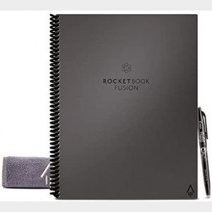 Rocketbook Fusion Smart Reusable Notebook - Calendar, To-Do Lists, and Note Template Pages with 1 Pilot Frixion Pen & 1 Microfiber Cloth Included - Deep Space Gray Cover, Letter Size (8.5" x 11")