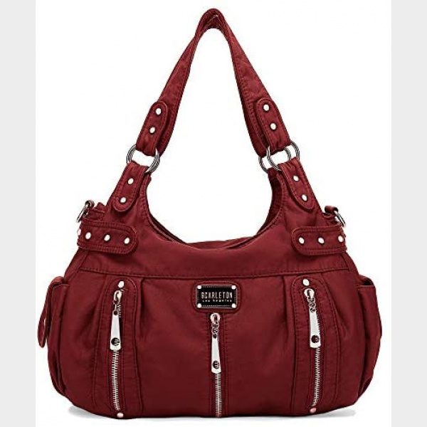 SCARLETON Purses for Women Large Hobo Bags Washed Vegan Leather Shoulder Bag Satchel Tote Top Handle Handbags, H1292