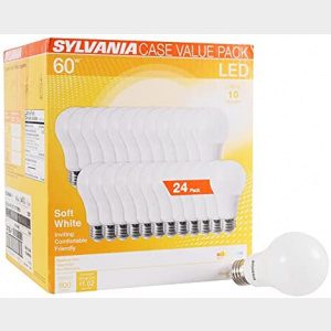 SYLVANIA LED A19 Light Bulb, 60W Equivalent, Efficient 8.5W, 10 Year, 2700K, 800 Lumens, Frosted, Soft White - 24 Pack (74765)