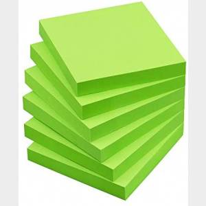 Sticky Notes 3x3 Self-Stick Notes Pads with 6 Bright Colors, Easy to Post for Office, Shool, Home, 6 Pads/Pack, 100 Sheets/Pad(Green)